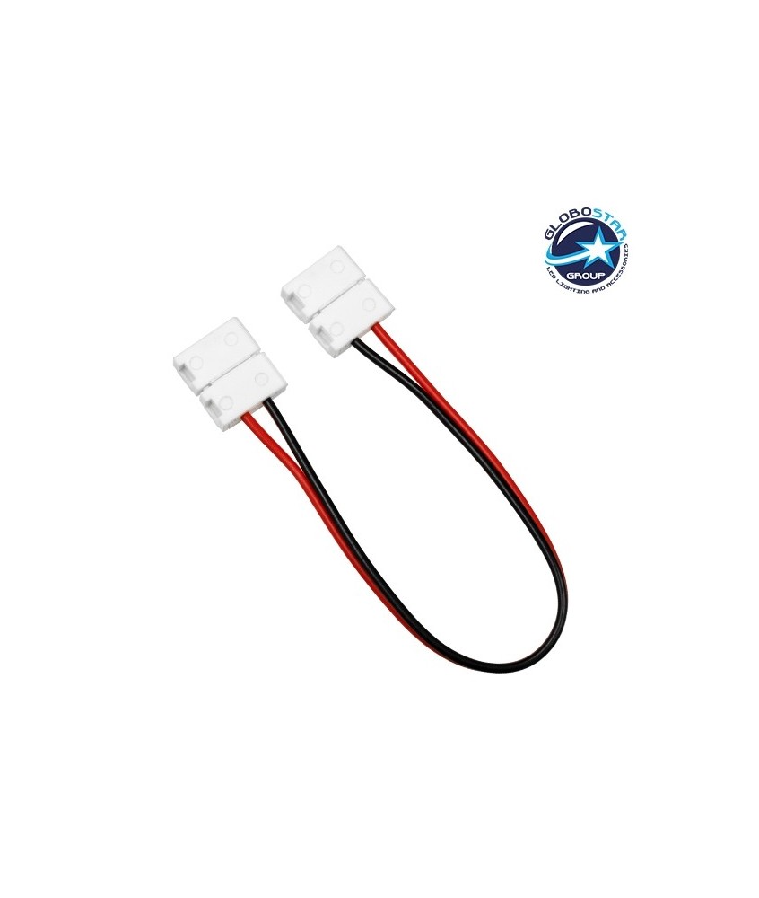 GLOBOSTAR® STRIPART 70732 Ενωτικός Ταχυσύνδεσμος με 15cm Καλώδιο Τροφοδοσίας για Μονόχρωμη Ταινία LED 2Pin 10mm σε Μονόχρωμη Ταινία LED 2Pin 10mm IP20 - Μ16 x Π1.5 x Υ0.3cm